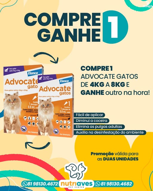 Publicação promocional da Nutriaves sobre cuidados para gatos